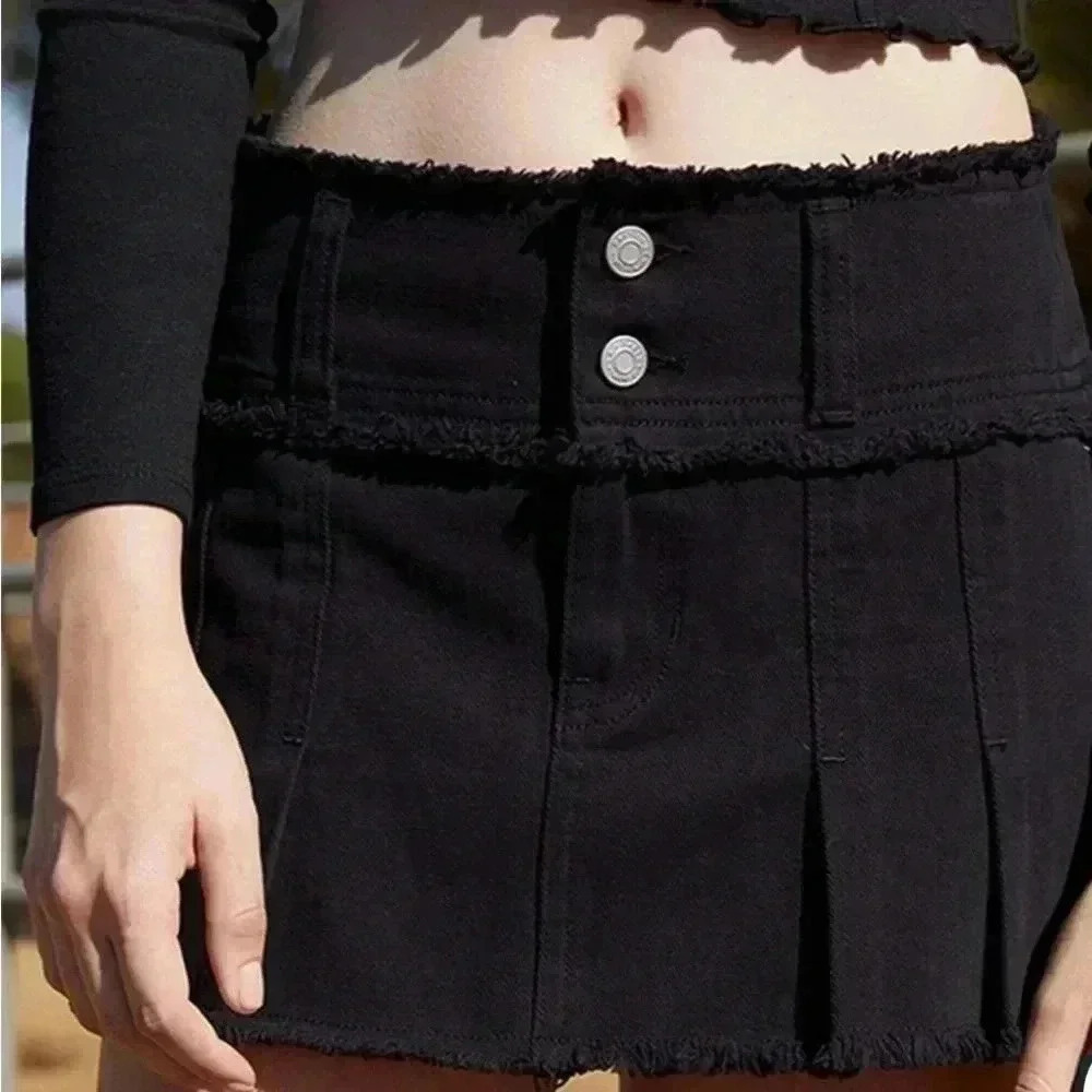 PACSUN Y2K Low Rise Raw Edge Pleated Micro Skirt